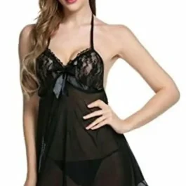 Cotton Blend, Black Net Fabric Babydoll For Sexy Girl