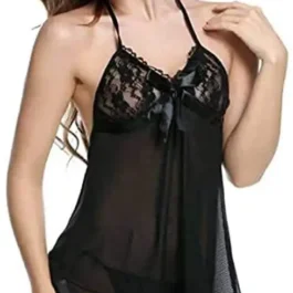 Cotton Blend, Black Net Fabric Babydoll For Sexy Girl
